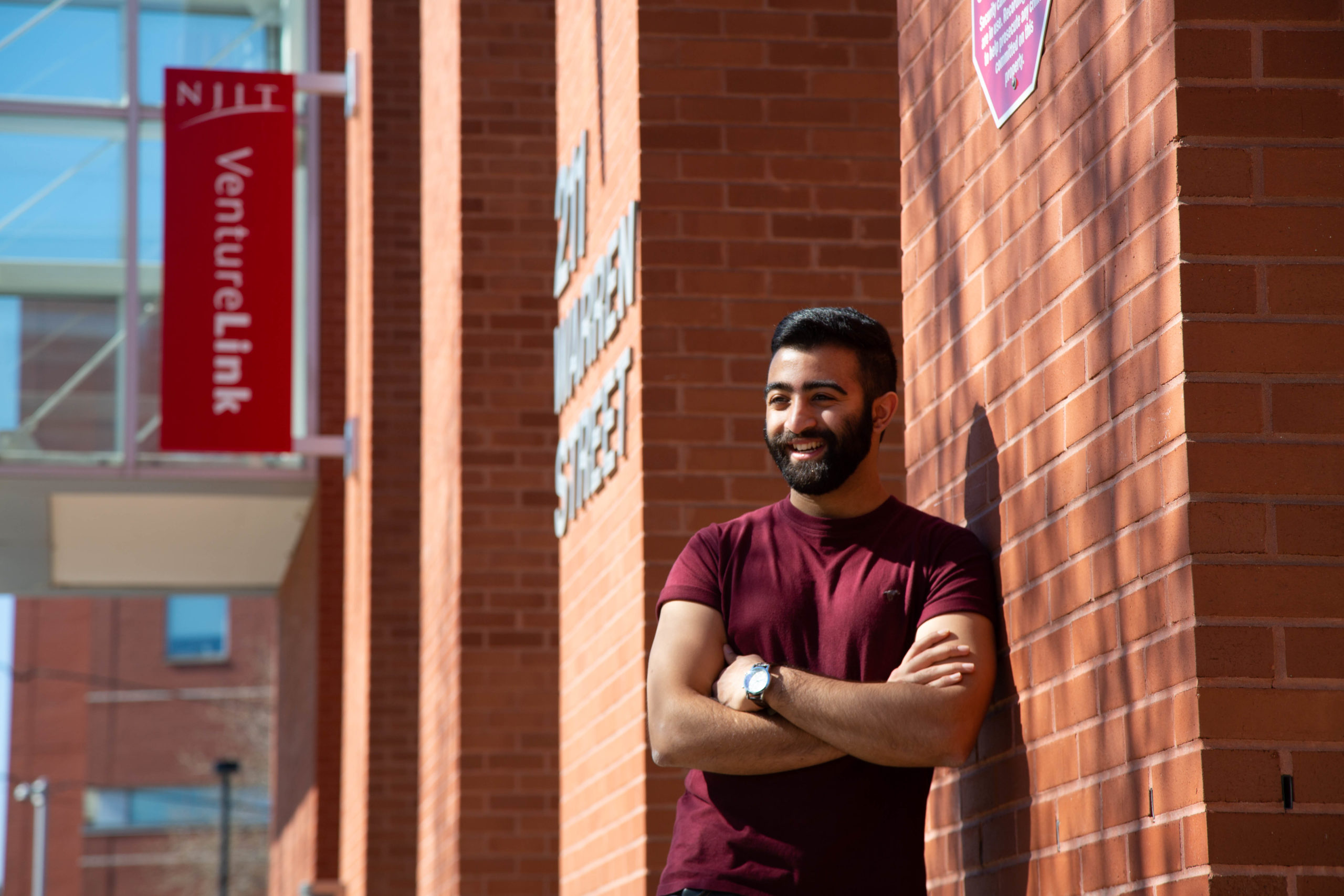Samir Peshori outside VentureLInk NJIT Co-Founder Glyde App Inc